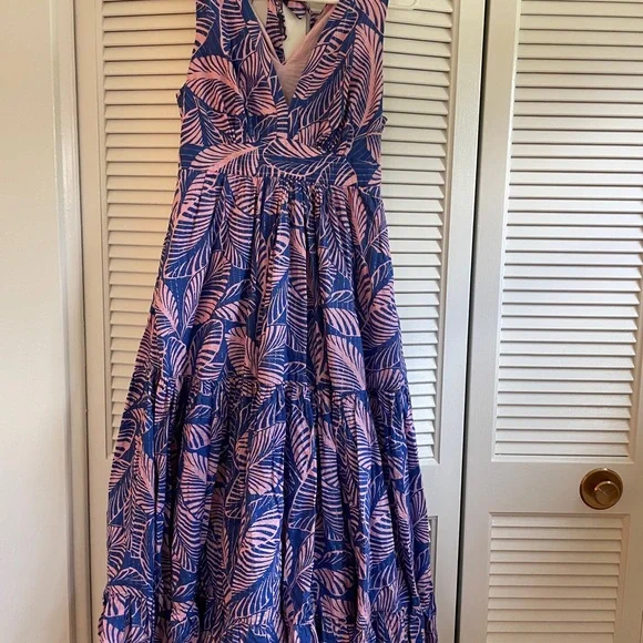 Boden Purple Palm-Print V-Neck Maxi Dress - Picture 2 of 8